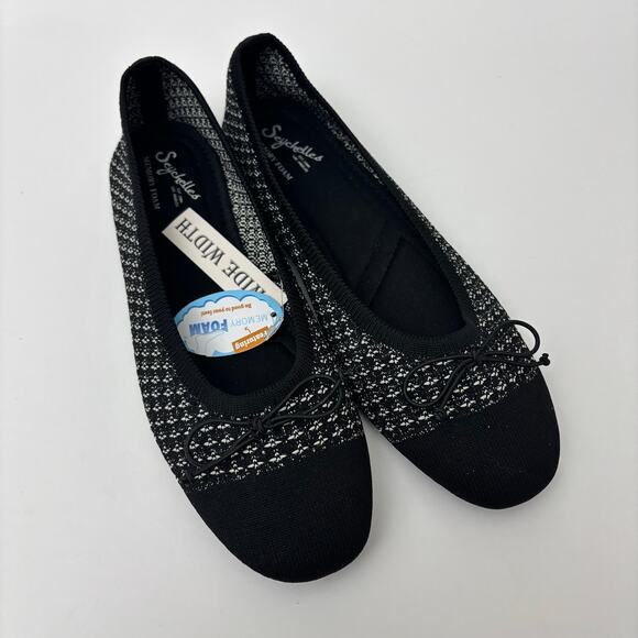 NWT Seychelles Black Tweed Knit Wide Comfort Memory Foam Ballet Flats Size 9W - Picture 1 of 6
